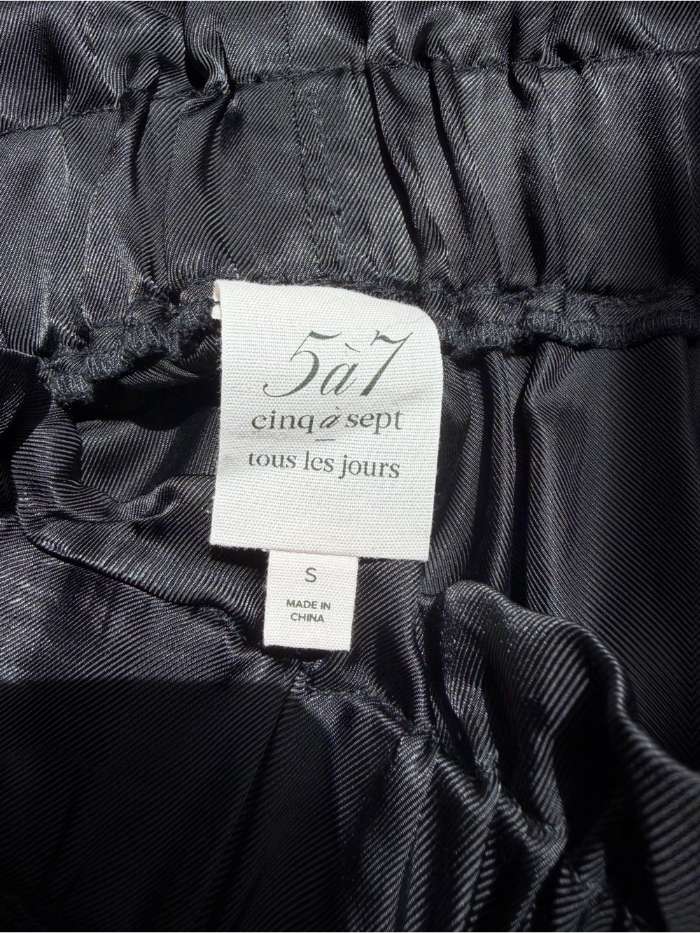 cinq a sept Black Satin Dress with Elastic Waist